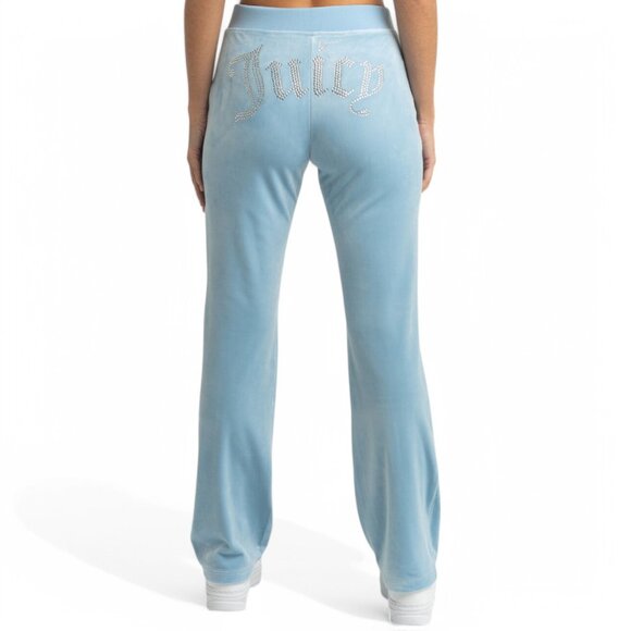 JUICY COUTURE BLING Velour 2 Piece TRACKSUIT Pants + Hoodie Set Frosted Blue NWT - Picture 5 of 16